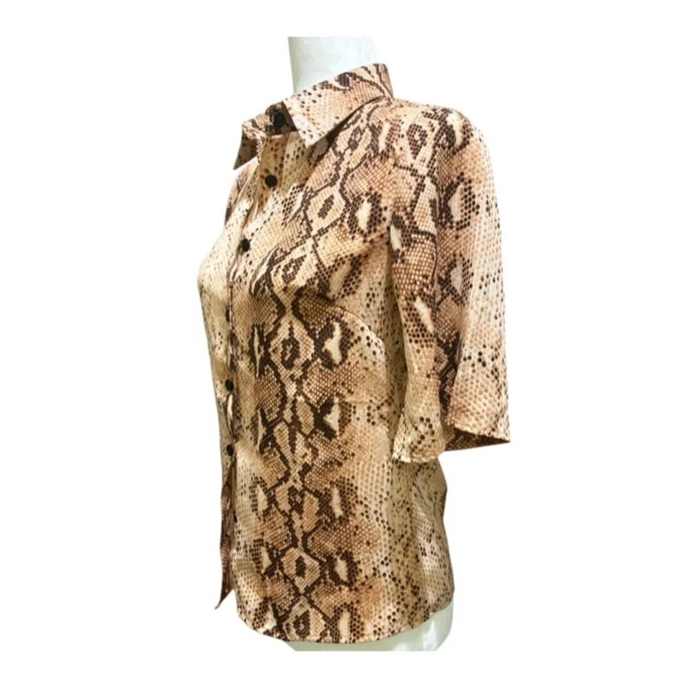 Flash Sale Love & Other Things Blouse Snake Print Short Sleeve Blouse Size XS